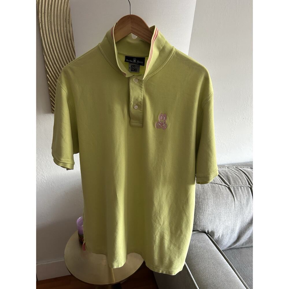 Psycho Bunny Green Shirt Pink Logo Size 3X Polo - Picture 8 of 15